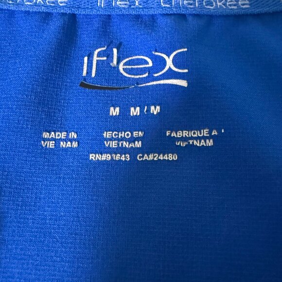Cherokee Iflex Womens Mock Wrap Scrub Top Medium Royal Blue CK680 Stretch Fabric - Picture 4 of 7
